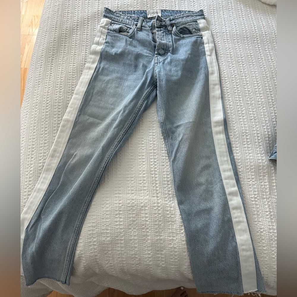Zara white stripe jeans